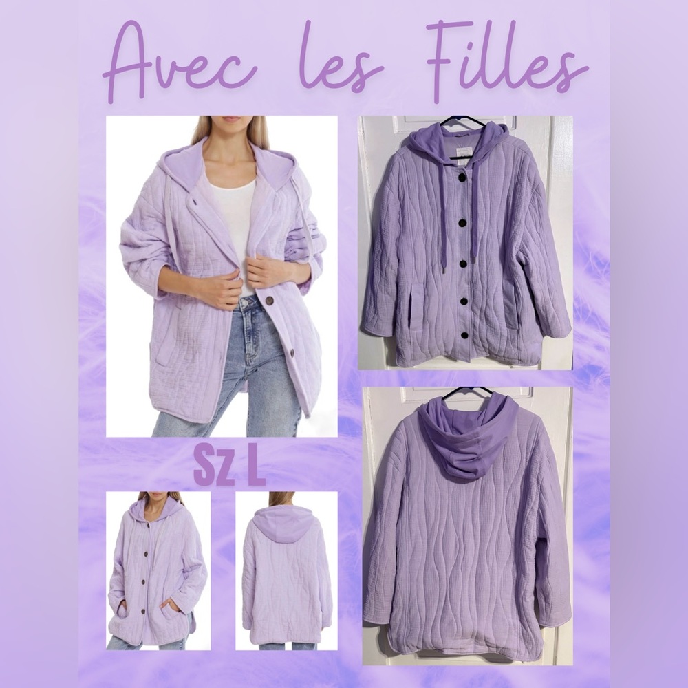AVEC LES FILLES Quilted Oversized Hooded Jacket